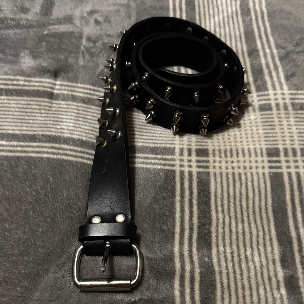 Black Studded Leather Belt Bag waste 36